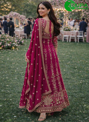 Beautiful Wine Color Georgette New Designer Anarkali Pattern Suit With Heavy Work